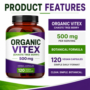 สารสกัดจากเมล็ดเชสต์ทรีเบอร์รี่ออร์แกนิกแบบฉลากส่วนตัว (Agnus Castus Vitex) ชนิดแคปซูล เสริมสร้างภูมิคุ้มกัน ปราศจากนม บรรจุภัณฑ์ปรับแต่งได้ - Product Image 4