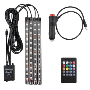 Cinta LED RGB 5050 inteligente para coche con control por aplicación, música, control remoto y luces LED de ambiente para el interior. - Product Image 1