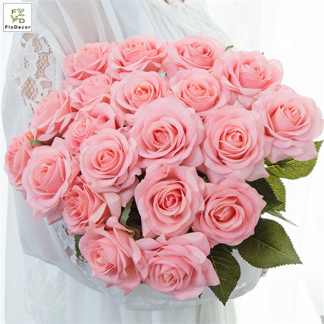 Cheap Artificial Rose Flower Real Touch Latex Coated Artificial Decor Faux Wedding Decorative Flowers Multi Color Pink White