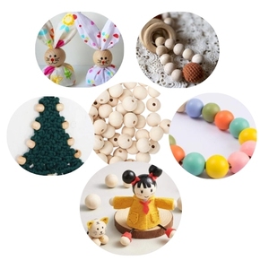 Perline in legno naturale con foro da 4 mm, kit fai da te con corda per macramè, per gioielli, ghirlande, decorazioni per la casa, forniture per artigianato - Product Image 3