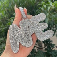 Plaque de nom de Baguette glacée personnalisée pendentif diamant lettre initiale Bling Zircon collier de nom personnalisé pour femmes bijoux
