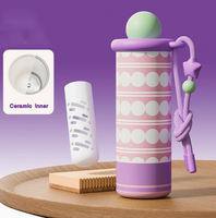 Gobelet isotherme en céramique de 550 ml, motif mignon, anti-fuite, anti-chute, bouteille d'eau portable, maison, bureau, voyage