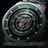 Jam Tangan Quartz Pria Mark Fairwhale dengan Dial Kerangka Berongga, Tahan Air 30m, Gelang Baja, Jam Tangan Sport FW-5094