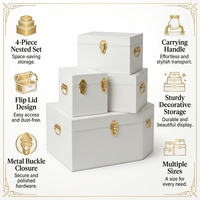 Ensemble de boîtes de rangement vintage en or blanc, coffres de rangement métalliques avec poignée et couvercle verrouillable pour la maison et le dortoir