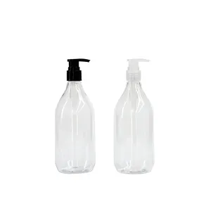 Custom 500Ml Amber Groen Transparant Plastic Pet Shampoo Fles Haarolie Fles Met Lotion Pomp