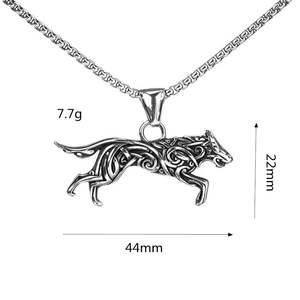 Stainless Steel <b>Wolf</b> Pendant <b>Necklace</b> Men's Viking Celtic Style Animal Shape Hip Hop Fashion Jewelry - Product Image 5