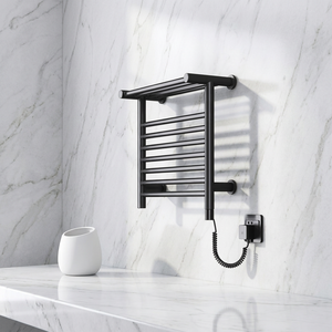 Radiatore portasciugamani nero, moderno portasciugamani riscaldato antracite <span class=keywords><strong>per</strong></span> piccoli bagni - Product Image 4
