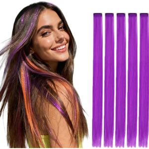 ผมต่อสังเคราะห์สีม่วงแดงยาวตรง 20 นิ้ว สำหรับงานปาร์ตี้ <span class=keywords><strong>ไฮ</strong></span><span class=keywords><strong>ไล</strong></span><span class=keywords><strong>ท์</strong></span>แบบหนีบผม ทำ<span class=keywords><strong>สี</strong></span>ผมรุ้ง DIY สำหรับเด็กผู้หญิง - Product Image 1