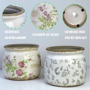 กระถางต้นไม้เซรามิกสไตล์ชนบทสำหรับตกแต่งสวนแบบทัสคานีทั้งในร่มและกลางแจ้ง พร้อมรูระบายน้ำ-กระถางลายแตกน้ำแข็ง - Product Image 3