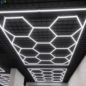 高輝度六角形LEDライト天井壁詳細スタジオハニカム照明ワークショップガレージライト