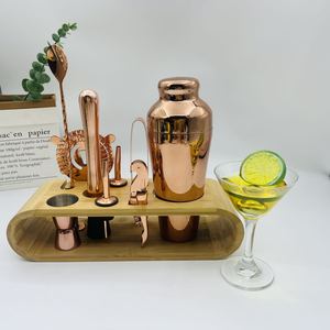 Ensemble de shaker à cocktails Camol Factory avec support, 10 pièces, kit de mixologie pour barman, acier inoxydable, rose, outils de bar - Product Image 1
