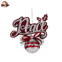 Zaves Santa Noel Peace & Joy Sign Pendentifs d'arbre de Noël Mignon bonhomme de neige Boules d'arbre de Noël Décoration Paire