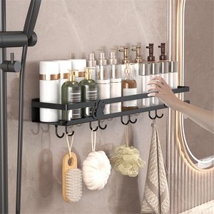 Étagères de rangement murales modernes en acier inoxydable, étanches, à double niveau, pour salle de bain, design haut de gamme sans perforation, pour serviettes - Product Image 3