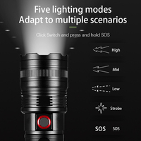 Lampe torche LED zoomable, rechargeable par USB Type C, 4 modes, étanche, en aluminium, super lumineuse, pour le camping, la chasse, les situations d'urgence