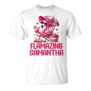 Camiseta para mujer Flamazing Samantha Pink Flamingo Tropical Beach - Product Image 2