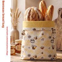 Kantong Roti Sourdough yang Dapat Digunakan Kembali, Kantong Penyimpanan Roti dari Katun Linen Lilin Lebah, Kantong Kemasan Roti dengan Tali Serut untuk Roti Buatan Rumah