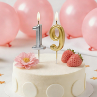 Bougies Chiffres Dorées Populaires 2025 – Cire de Paraffine Sans Fumée pour Anniversaires, Pâques et Mariages
