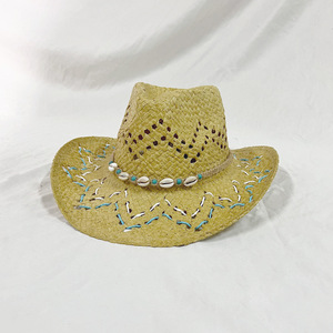 Thời trang mới sang trọng phụ nữ handmade hoa giấy rơm chất lượng Cowgirl Mũ bãi biển UPF 50 + UV bảo vệ Sun hat số lượng lớn mũ cao bồi - Product Image 4