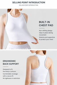 Débardeur court sans coutures pour femme, marque personnalisée, avec coussinets intégrés, soutien-gorge de sport rembourré pour yoga, course à pied et gym - Product Image 3