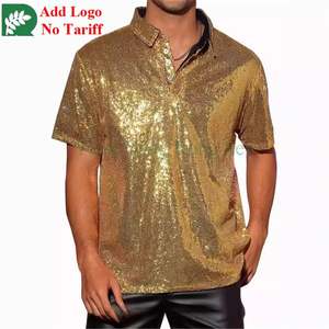 Camicie da uomo eleganti a maniche lunghe con paillettes lucide, camicie formali stampate personalizzate per feste e cerimonie. - Product Image 4