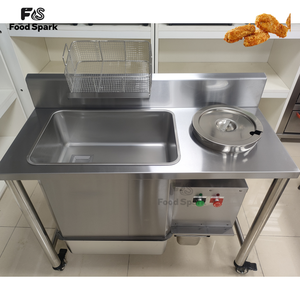Bàn nhúng bột gà bằng thép không gỉ bán buôn, bàn nhúng bột gà điện KFC có rây, máy phủ bột gà chiên - Product Image 4