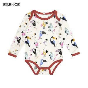 Großhandel Neugeborene Cartoon Animal Print Baby kleidung Bambus Soft Knit Sommer Kurzarm Unisex Baby Stram pler