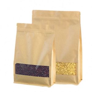 Sacs en papier kraft imperméables avec fermeture éclair, pochettes alimentaires verticales avec fenêtre 14x24cm, pack promotionnel - Product Image 2