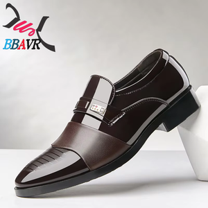 Mocasines de Vestir Formales de Piel Sintética con Punta en Pico para Hombre, Estilo Sólido Negro, Antideslizantes para Oficina y Carrera Profesional - Product Image 2
