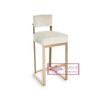 Taburete alto con cojín de terciopelo para el hogar, mueble con marco de metal plateado, de acero inoxidable, color blanco - Product Image 3