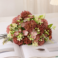 Bouquet de fleurs artificielles en chrysanthèmes, bouquet de fleurs en soie, décoration pour la maison et les mariages