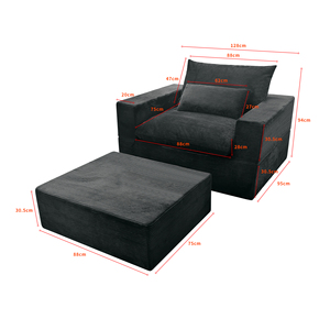 Sillón de terciopelo con otomana, sofá individual compacto para sala de estar, muebles para apartamento, suministro personalizado de fábrica - Product Image 4