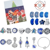 Blaue Weihnachten Countdown Kalender Geschenk box Diy Perlen Armband Dream Star Armband Geschenk