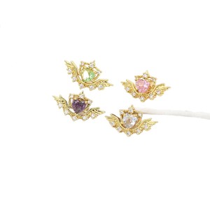 Cuentas espaciadoras con forma de corazón y alas de ángel, con circonita y cristal de múltiples orificios, para la creación de pulseras DIY D176 - Product Image 5