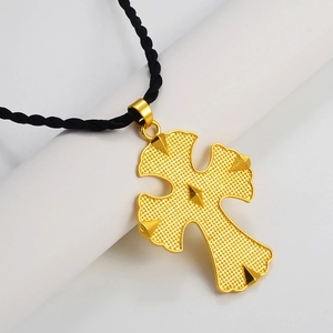 6.4cm Ethiopian Cross Jewelry <strong>Pendant</strong> and <strong>Black</strong> <strong>Rope</strong> for Women Eritrea African Ethnic Ornaments - Product Image 1