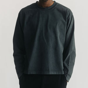 Camiseta de Manga Larga Estilo Vintage para Hombre de Lujo Casual Tejido Waffle de 300 Gsm de Gran Tamaño Personalizada Estilo Urbano en Color Blanco - Product Image 2