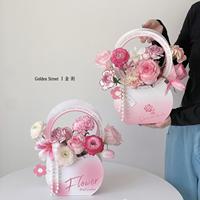 Panier à fleurs portable simple, boîte en papier florale, boîte cadeau pour bouquet floral, sac simple pour arrangement floral pour fleuriste