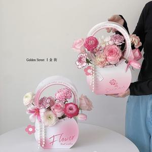 Cesta de Flores Portátil Simple, Caja de Papel Floral, Caja de Regalo para Ramo Floral, Bolsa Simple para Arreglos Florales para Floristas - Product Image 4