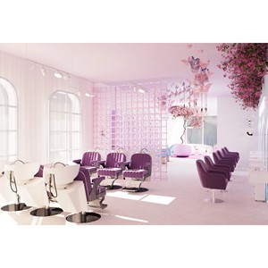 Aménagement Intérieur Complet de Salon de Manucure Personnalisé – Rénovation de Magasin de Coiffure et Esthétique Violet - Product Image 1