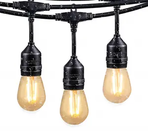 Guirlandes lumineuses d'extérieur, guirlandes lumineuses de Patio à 14 LED de 48 pieds avec 15 ampoules, lampes suspendues connectables résistantes aux intempéries de qualité UL