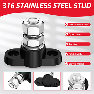 2 Piezas de Bloque de Distribución de Energía M10 de 12V, Bloque de Distribución de un Solo Terminal de 80A, Barras Colectoras Eléctricas de Cobre Puro Positivo y Negativo - Product Image 5