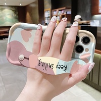Coque de luxe pour iPhone 16 Pro Max Housse de protection en TPU antichoc avec design de dessin animé et poignée de téléphone
