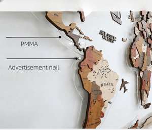 Vente chaude Écologique 3D En Bois Carte Du <span class=keywords><strong>Monde</strong></span> Poli Technique 3D Décoration Murale Art pour Tenture Murale - Product Image 5