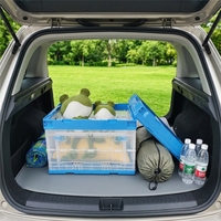 Grande caisse de rangement pliable transparente avec couvercle solide, boîte multifonctionnelle en PP injecté pour usage domestique, recyclable, pliable
