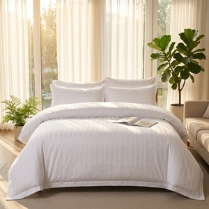 Customized Stripe Hotel <strong>Bedding</strong> Sets Stripe Hotel Duvet Cover Sets Stripe Cotton Hotel Bed Sheet Sets with Pillow Case - Product Image 1