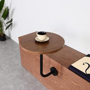<span class=keywords><strong>Table</strong></span> basse ronde en bois de style industriel en forme de L avec base en métal <span class=keywords><strong>murale</strong></span> pour meubles de salon d'extérieur d'hôtel - Product Image 2