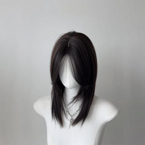 วิกผมยาวตรงยี่ห้อในประเทศ 48 ซม. สีดำธรรมชาติ วิกผมไฟเบอร์คาเนคาลอนพร้อมเส้นผมธรรมชาติสำหรับทุกรูปหน้า - Product Image 1