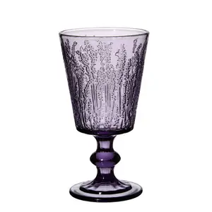 À la mode 2024 gravé violet verres à eau potable gobelets en verre Dessert tasses Style européen mariage coloré Vintage vin gobelet