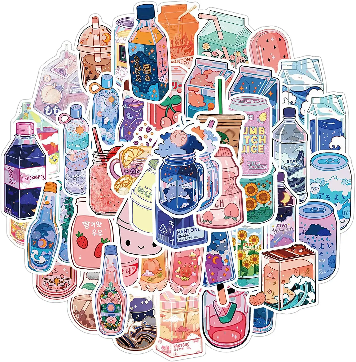 Custom Size Cute Sticker Pack 35 Pieces Vinyl Waterproof Laptop Water Bottle Decal For Kids Teenagers