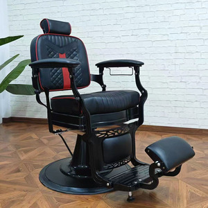 Men Classic <b>Retro</b> Black Leather Hydraulic Barber <b>Chair</b> Hydraulic Pump Shaving Salon <b>Chair</b> for Hair Salon - Product Image 2