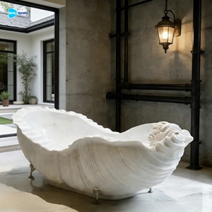 Nuova Vasca <span class=keywords><strong>da</strong></span> Bagno in Pietra Europea a Forma di Conchiglia, Intagliata a Mano, per Bagno e <span class=keywords><strong>Giardino</strong></span> - Product Image 4